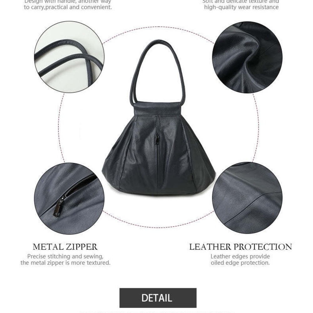 Elegant Black Leather COS Women's Bag - Picture 7 of 7